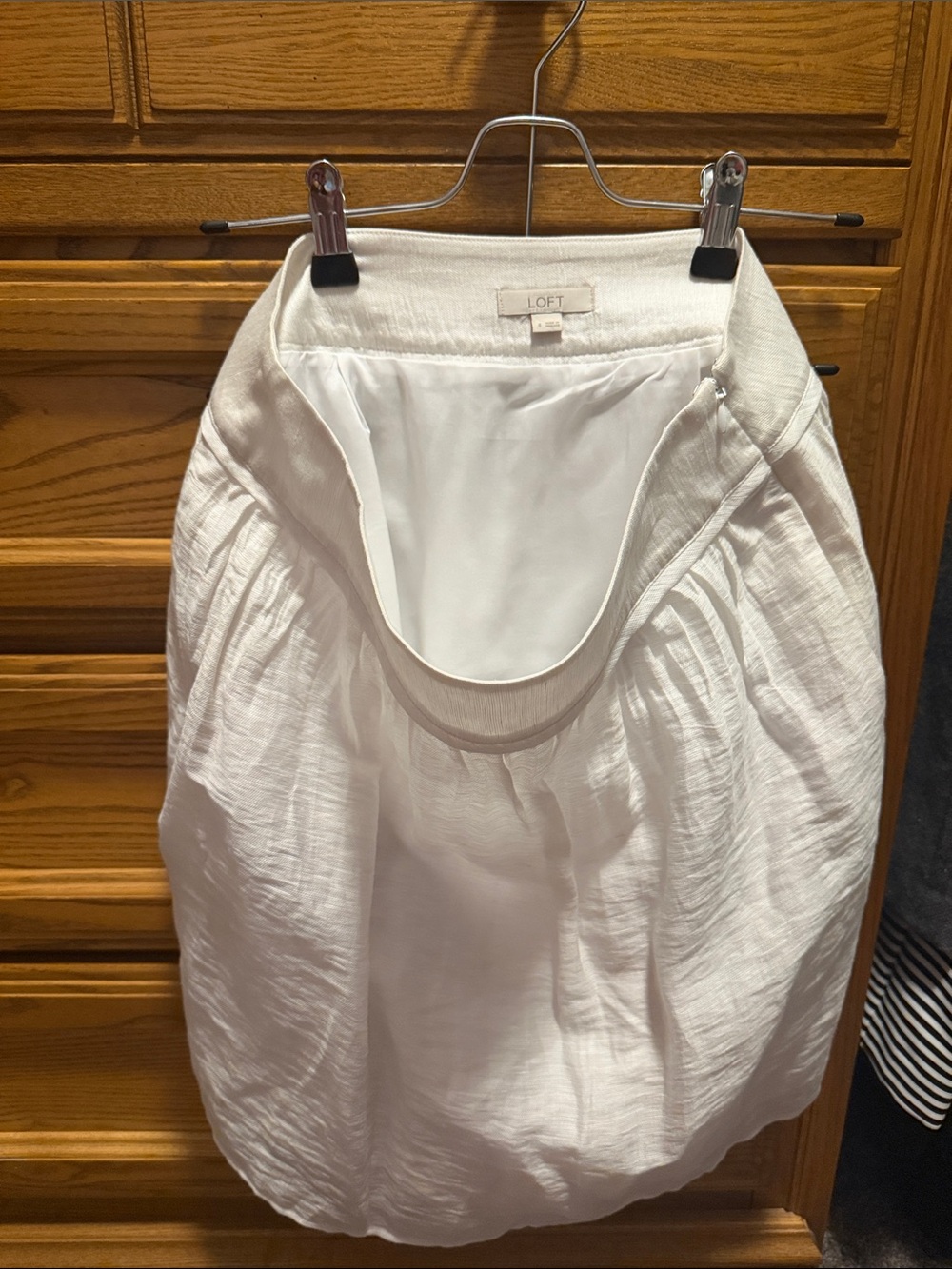 LOFT White A-Line Bubble Hem Skirt